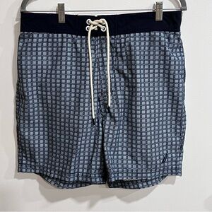 Nautica Navy and White Checkered Swim Shorts